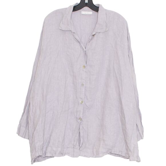 Bryn Walker Tunic Top Linen Lagenlook Minimalist Coastal Grandma Button Up Large - Picture 1 of 9